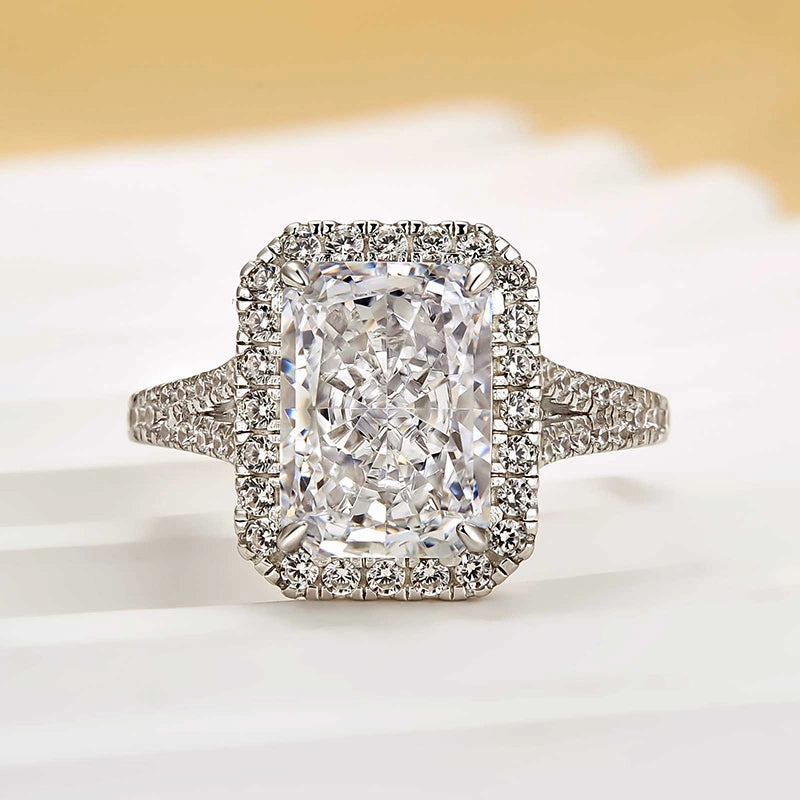 Custom built All Size Fit Louily Noble Halo Radiant Cut Split Shank Engagement Ring