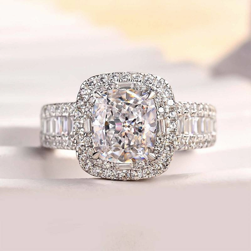 Louily Outstanding Halo Crushed Ice Cushion Cut Engagement Ring Fashion Choice