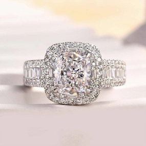 Louily Outstanding Halo Crushed Ice Cushion Cut Engagement Ring Fashion Choice
