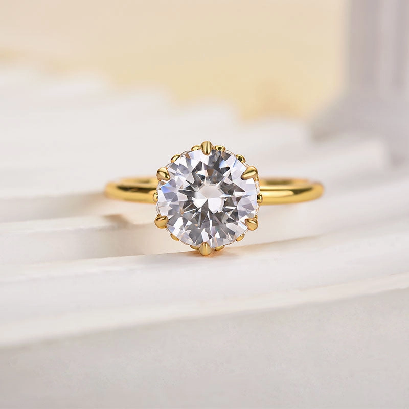Contemporary accessory Brilliant Statement Louily Precious Moissanite 2.0 Carat Round Cut Yellow Gold Engagement Ring