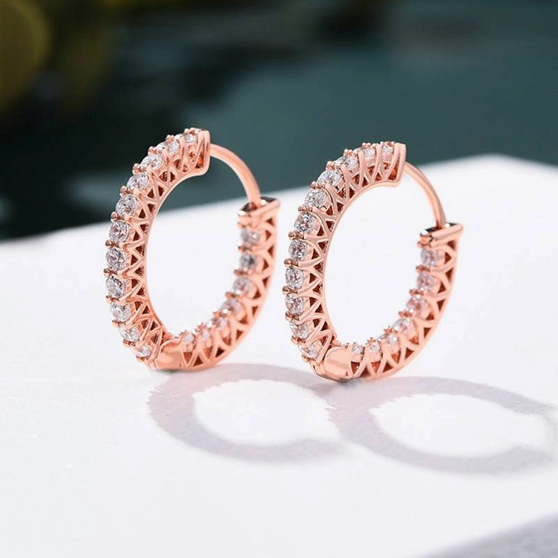 Traditional Bauble Louily Rose Gold Classic Hoop Earrings In Sterling Silver