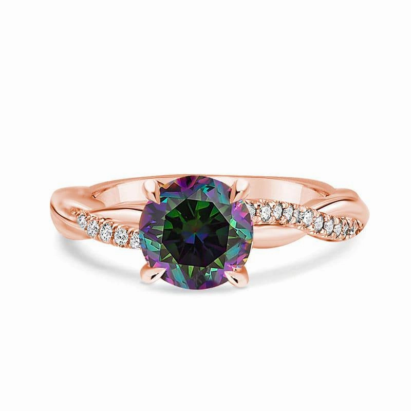 Elegant Choice Beautiful Ornament Louily Rose Gold Twist Round Cut Alexandrite Engagement Ring For Her In Sterling Silver