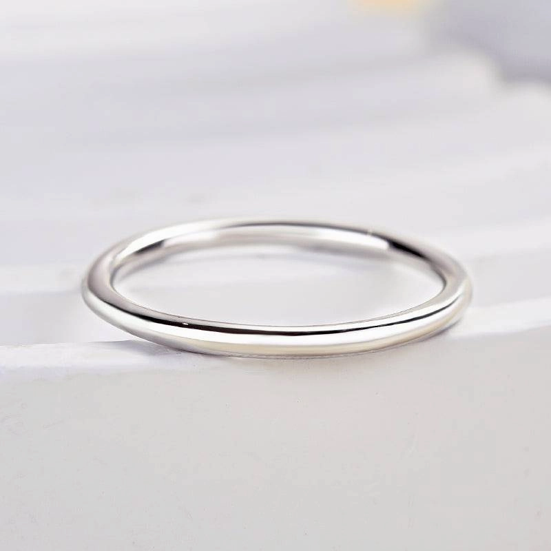 Modern Symbol Fine Details Louily Simple Wedding Band For Women In Sterling Silver