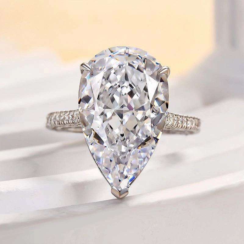 Surprise Gift Louily Sparkle Crushed Ice Pear Cut Engagement Ring