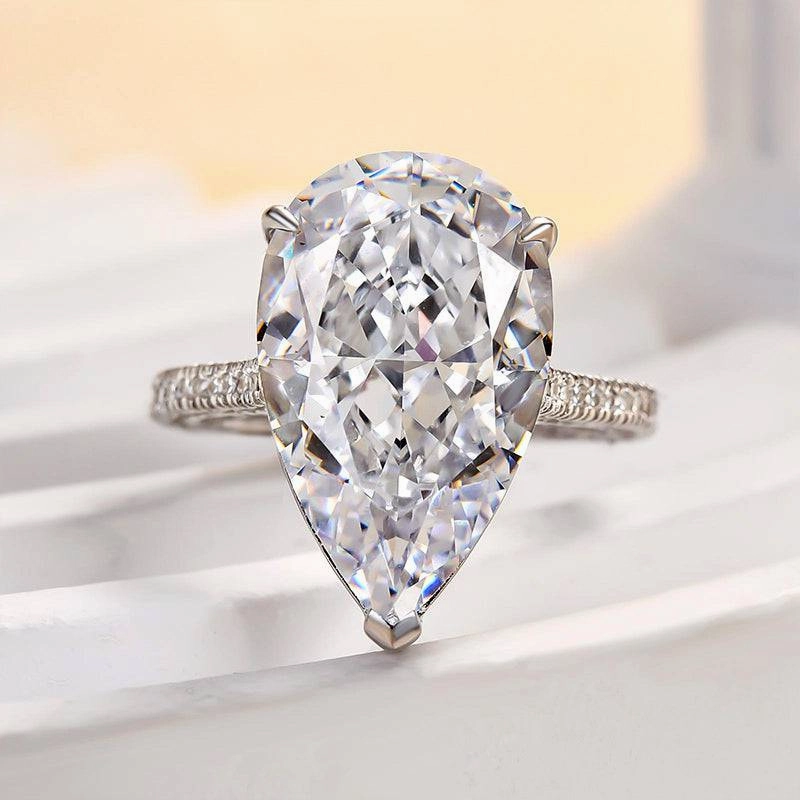 Ornate Creation Louily Sparkle Crushed Ice Pear Cut Engagement Ring