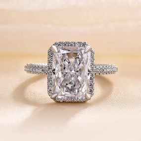 Durable Accessory Louily Sparkle Halo Radiant Cut Simulated Diamond Engagement Ring In White Gold