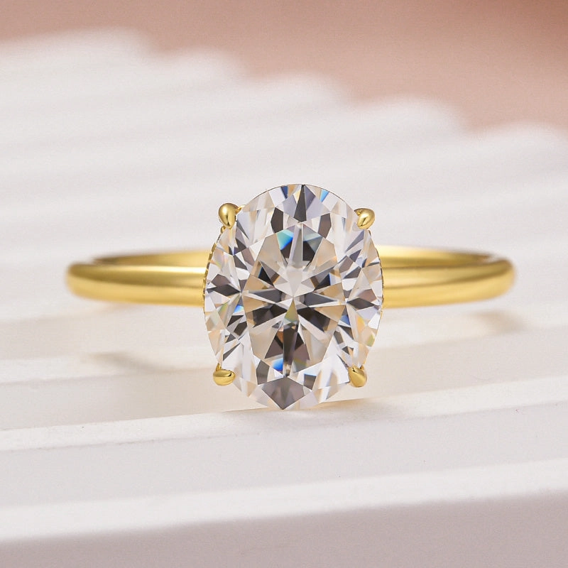 Understated Mood Stylish charm Louily Sparkle Moissanite 2.0 Carat Oval Cut Engagement Ring In Sterling Silver