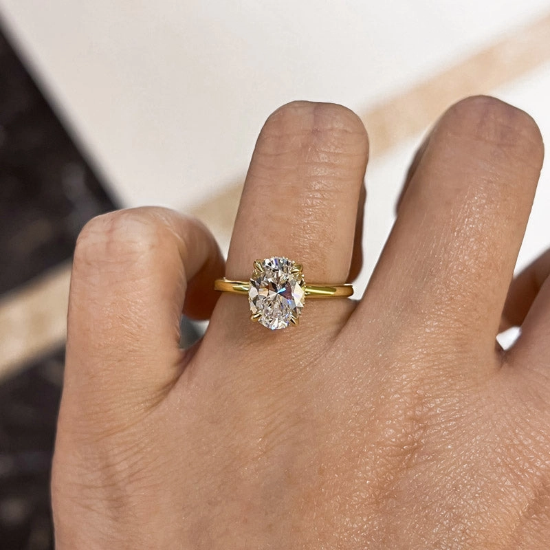 One Size Louily Sparkle Oval Cut Engagement Ring In Sterling Silver