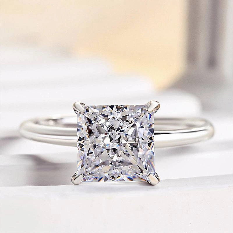 Contemporary accessory Metallic Sheen Louily Square Princess Cut Engagement Ring for Women In Sterling Silver