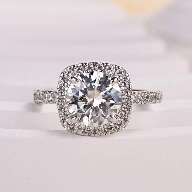 Exclusive access Gift Ready Louily Stunning Halo Round Cut Simulated Diamond Engagement Ring In Sterling Silver