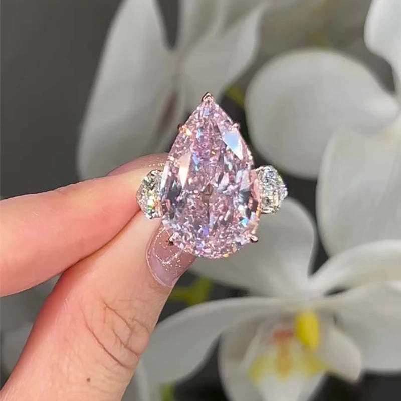 Louily Stunning Pear Cut Sapphire Three Stone Engagement Ring Brilliant Gift