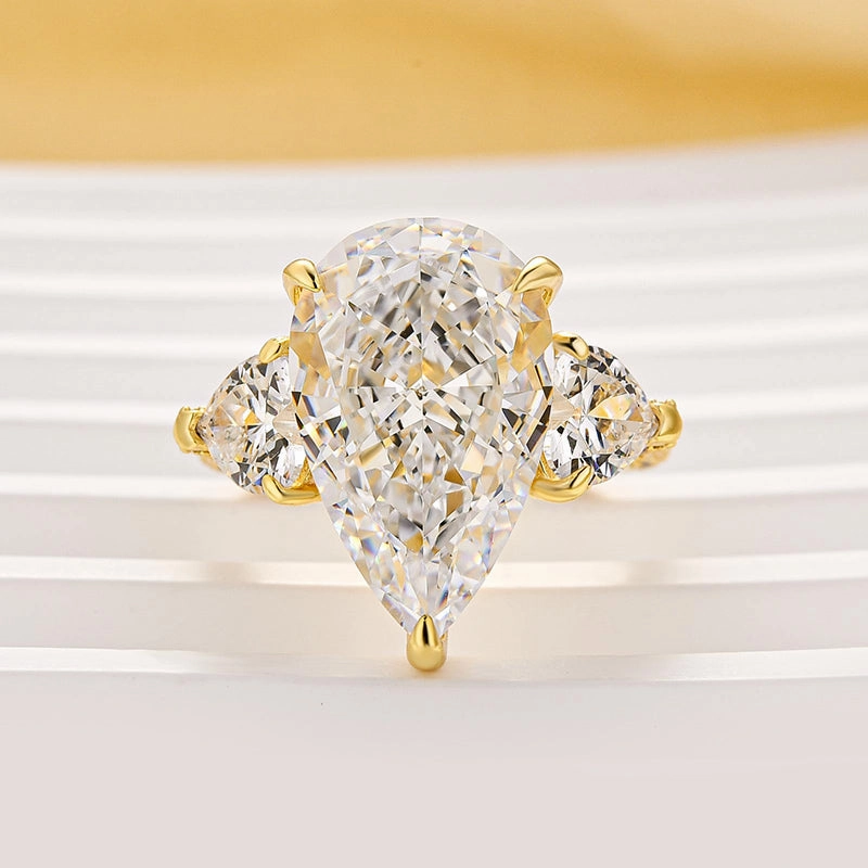 Louily Stunning Pear Cut Three Stone Engagement Ring Timeless Simplicity Customizable Look