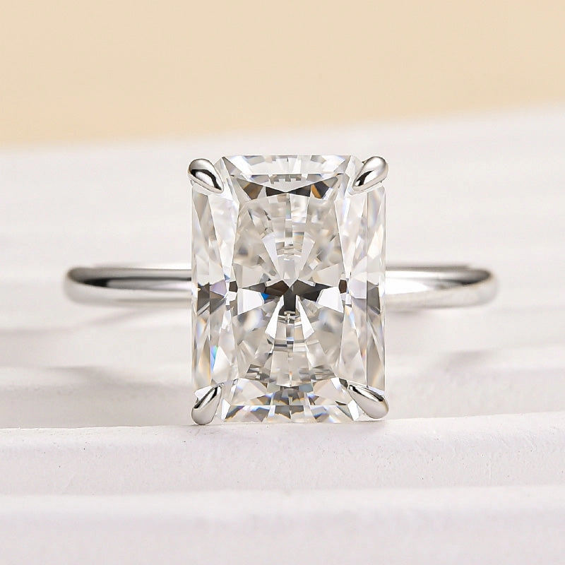 Louily Timeless Moissanite 4.5 Ct Radiant Cut Engagement Ring Personal Craft Organic form