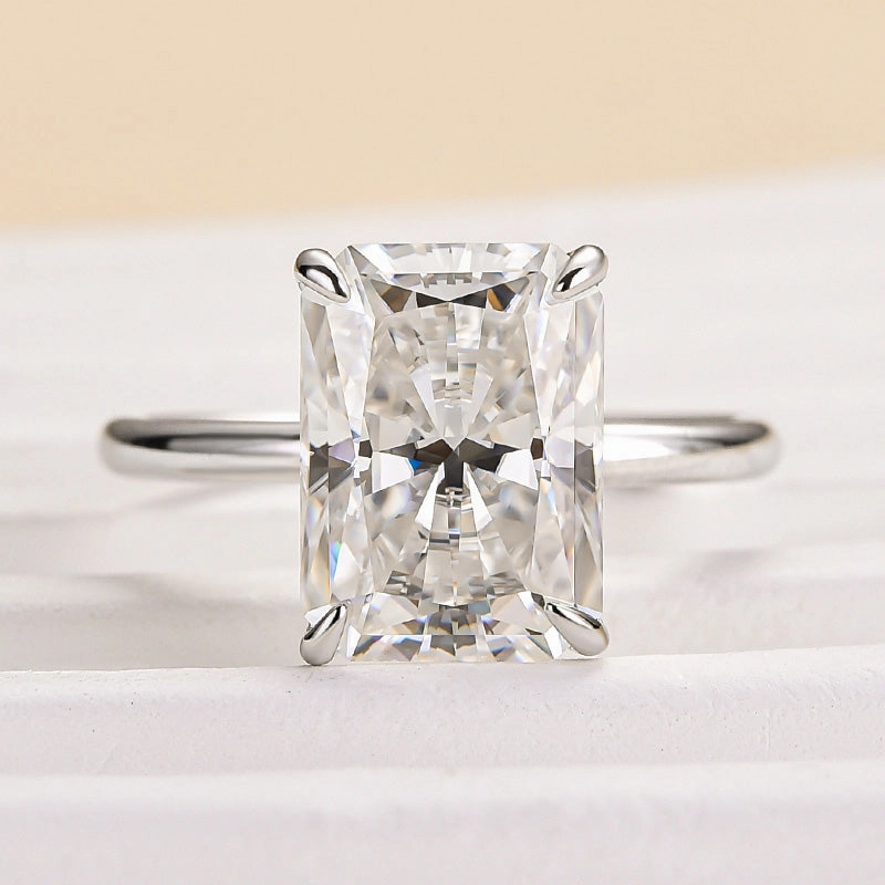 Delicate Art Louily Timeless Moissanite 4.5 Ct Radiant Cut Engagement Ring