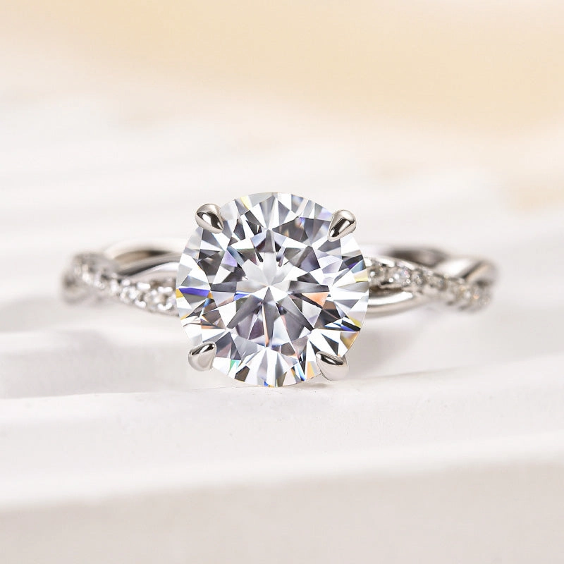 Louily Twist Moissanite 2.0 Carat Round Cut Promise Ring Trendy Item Elegant Object