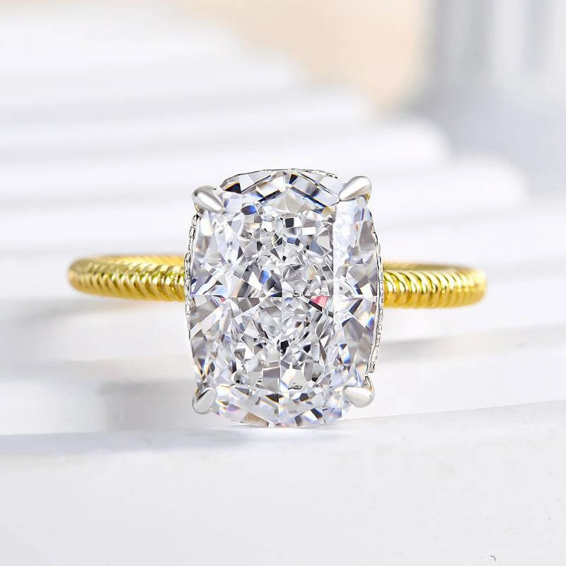 Lucky Charm Louily Two-tone Twist Crushed Ice Cushion Engagement Ring