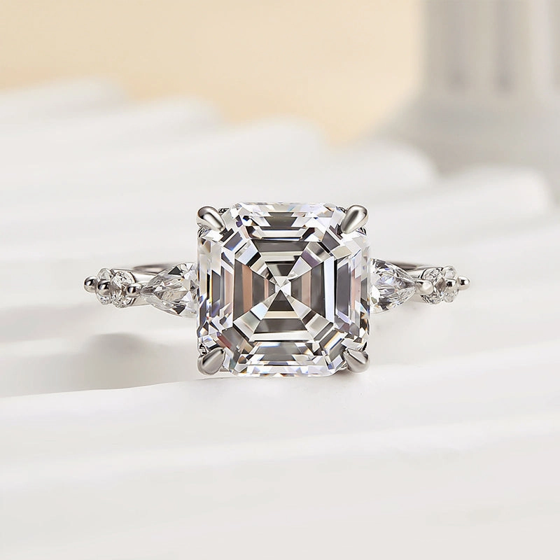 All Age Louily Unique Asscher Cut Women's Engagement Ring In Sterling Silver