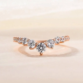 Louily Unique Curved Design Thin Stacking Wedding Ring In Sterling Silver Unique Insignia Prize Piece