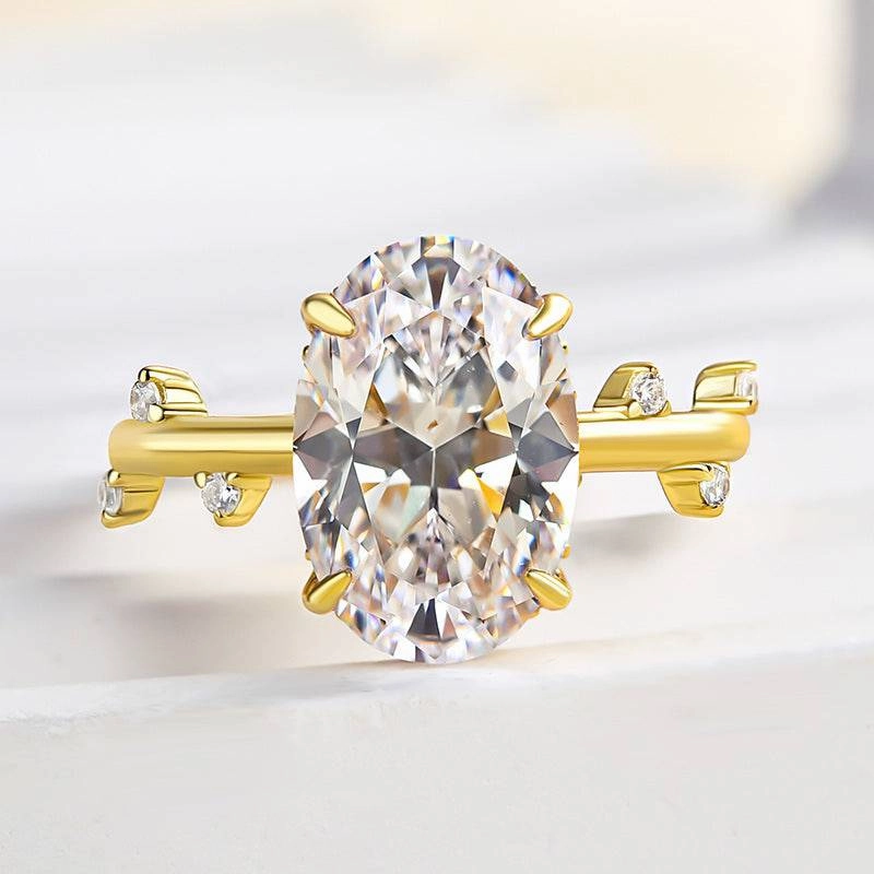 Amazing Object Louily Unique Yellow Gold Oval Cut Engagement Ring