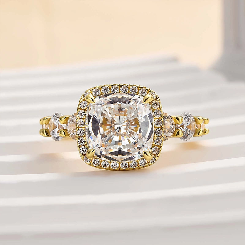 Louily Vintage Halo Cushion Cut Engagement Ring For Women Vintage Appearance Sophisticated Design