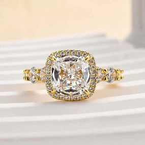 Louily Vintage Halo Cushion Cut Engagement Ring For Women Vintage Appearance Sophisticated Design