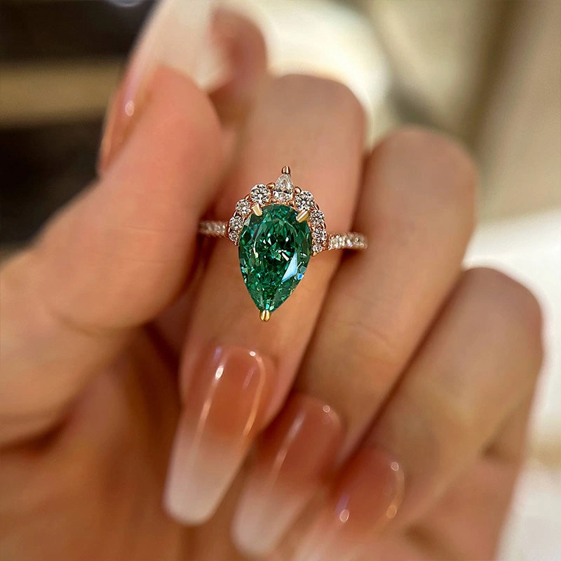 Sturdy Gift Delicate Bauble Louily Vintage Rose Gold Pear Cut Paraiba Tourmaline Engagement Ring