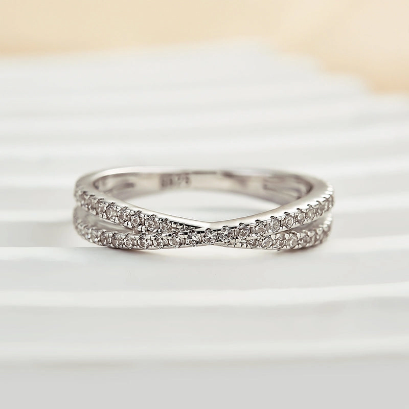 Louily  X Criss Cross Wedding Band For Women In Sterling Silver Budget Gift Showcase Example