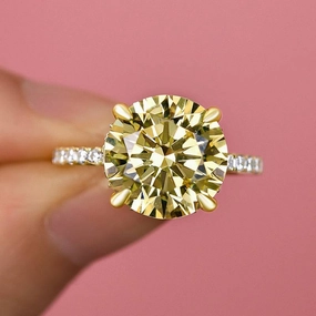 Louily Yellow Gold Round Cut Yellow Sapphire Engagement Ring In Sterling Silver Classic Article Branded Ornament