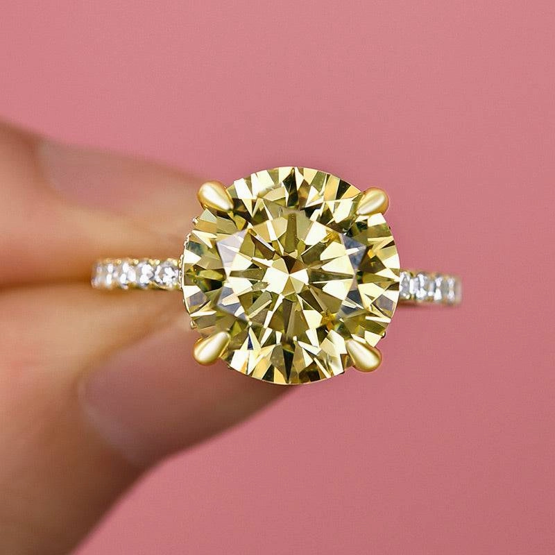 Louily Yellow Gold Round Cut Yellow Sapphire Engagement Ring In Sterling Silver Classic Article Branded Ornament