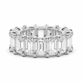 8.9 CT. Prong Set Emerald Cut Moissanite Eternity Wedding Band Rounded Corner