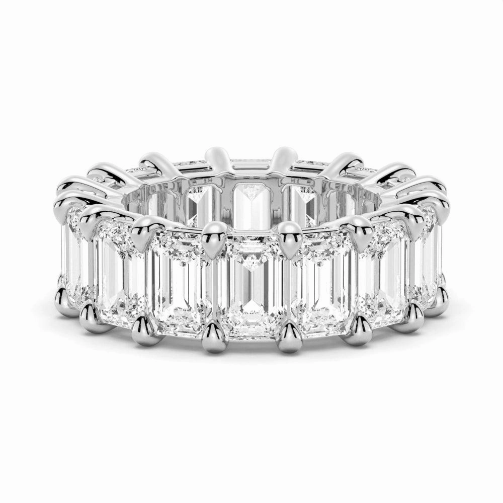 8.9 CT. Prong Set Emerald Cut Moissanite Eternity Wedding Band Rounded Corner