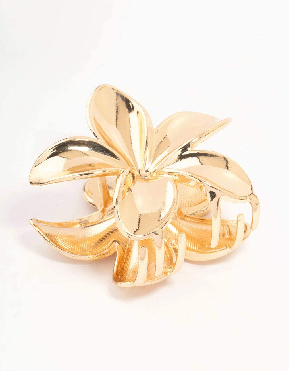 Gold Frangipani Hair Claw Clip Sleek Shape Exclusive Treasures