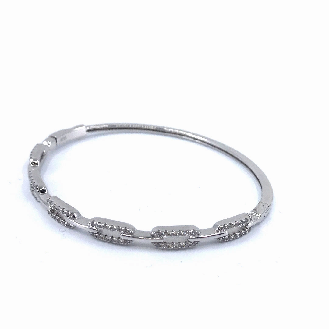 Timeless Trend Unique Features Sterling Silver Link Bangle Bracelet