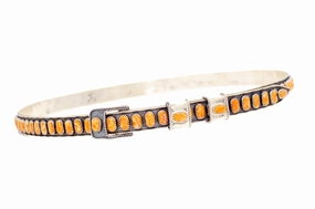 Soft Contrast Delicate Style James Freeland Navajo Handmade Adjustable Sterling Silver Orange Spiny Oyster Hat Band