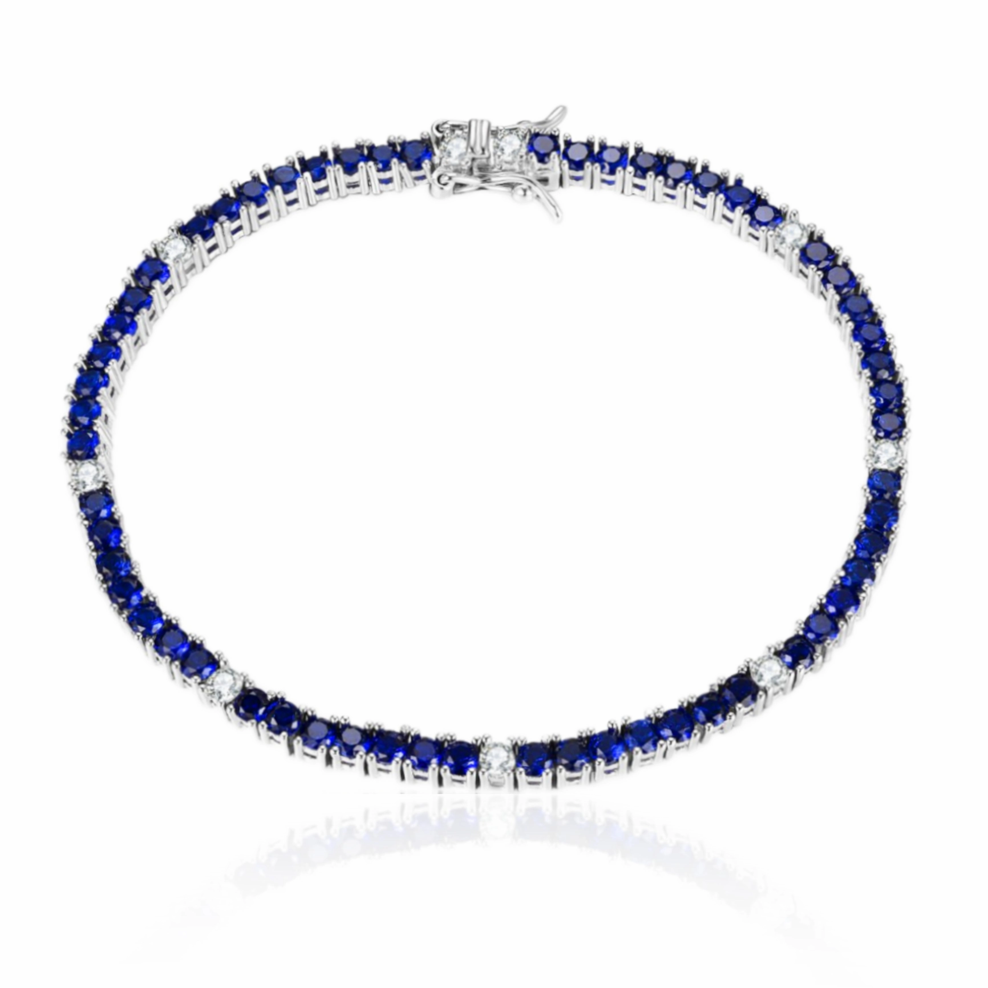 Exquisite Craft Sterling Silver Sapphire Colored CZ Stone Bracelets
