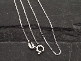 16" Thin Gauge .9mm Box Chain - Sterling Silver Layered Glow