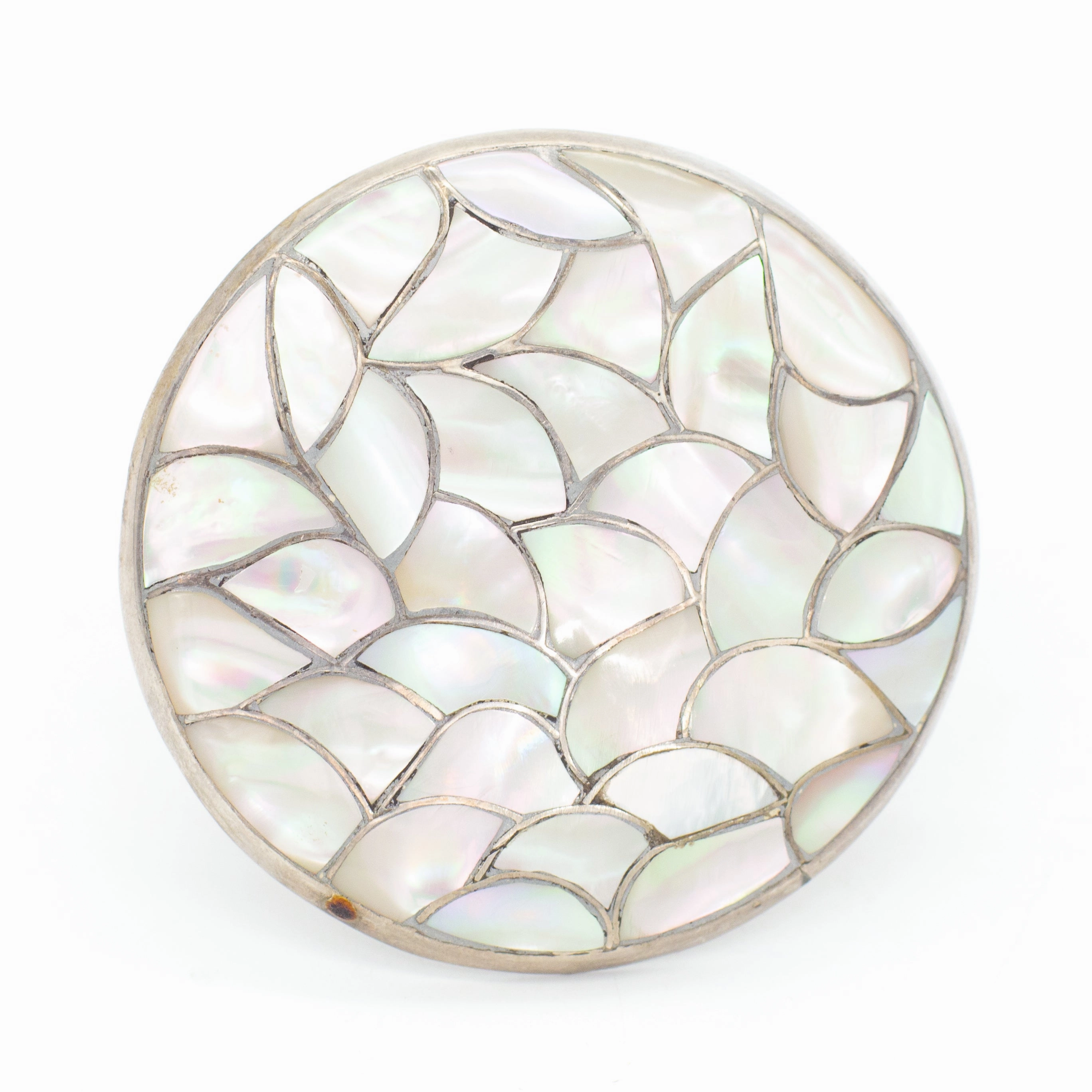 Vogue Accent Delicate Beauty Francis Leekya Zuni Handmade Mother of Pearl Sterling Silver Pin
