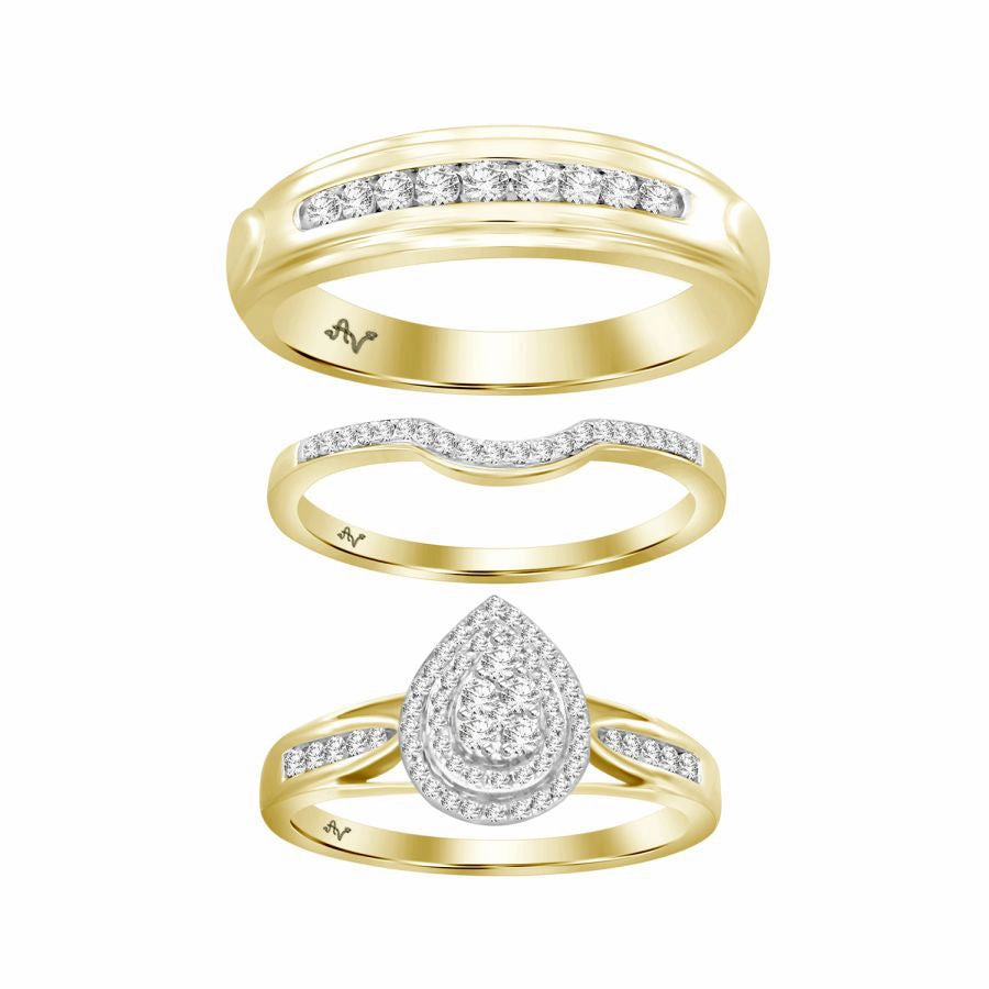 LADIES TRIO SET 0.50CT ROUND DIAMOND 10K YELLOW GOLD Seasonal Favorite Timeless Embellishments