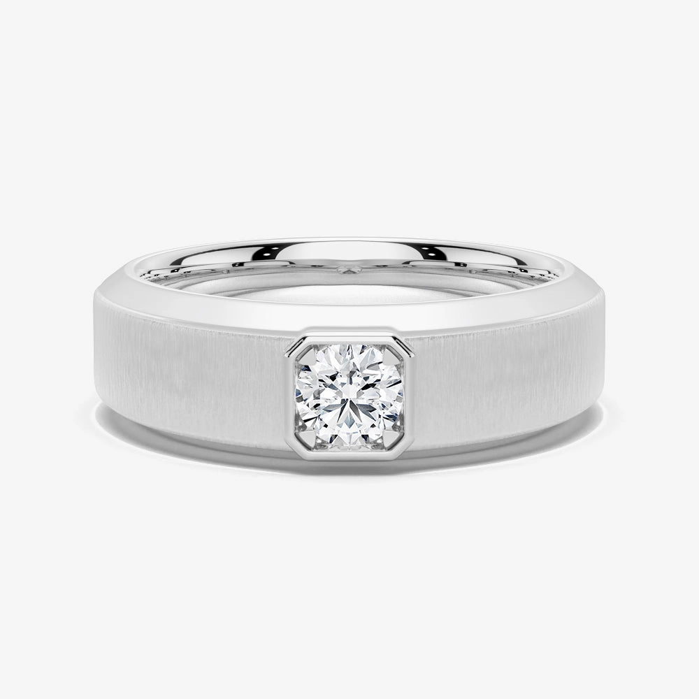 Bright Finish 6.5mm Beveled Edge Solitaire Moissanite Men's Band