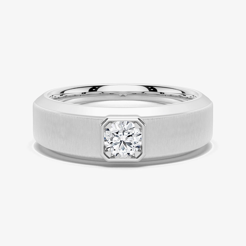Dainty Touch HighEnd Sign 6.5mm Beveled Edge Solitaire Moissanite Men's Band