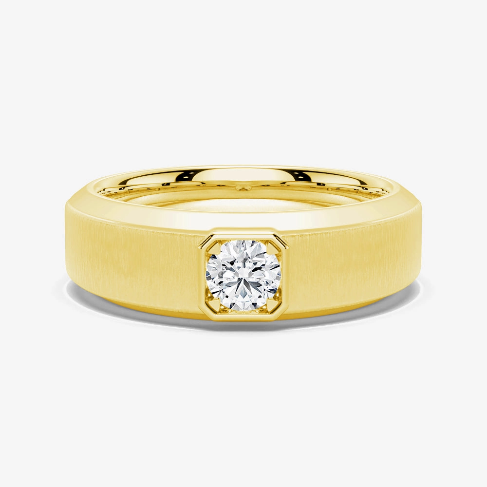 Polished Surface 6.5mm Beveled Edge Solitaire Moissanite Men's Band