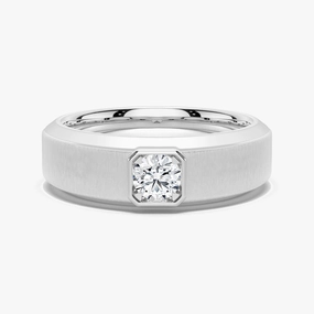 Bright Finish 6.5mm Beveled Edge Solitaire Moissanite Men's Band