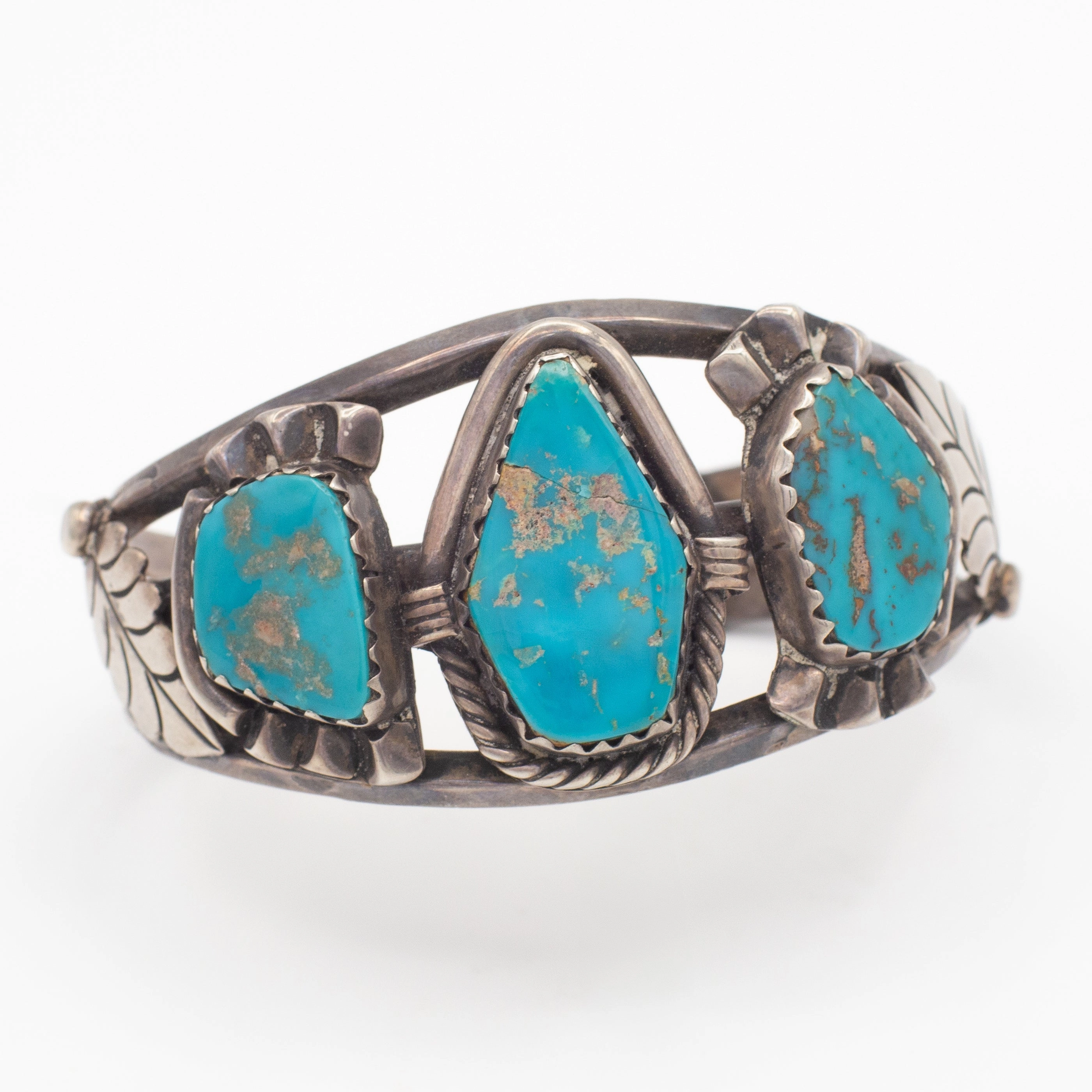 Bright Look Handmade Sterling Silver Turquoise Cuff Bracelet (Hallmark Unknown)