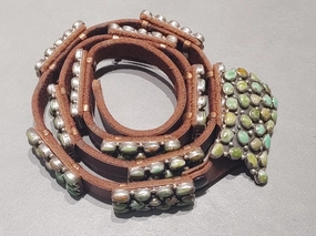 Sophisticated Design Finish Green Turquoise Sterling Silver Concho Belt - Handmade Native American