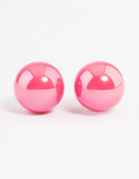 Opulent Glow Perfect Pair Pink Shiny Ball Stud Earrings