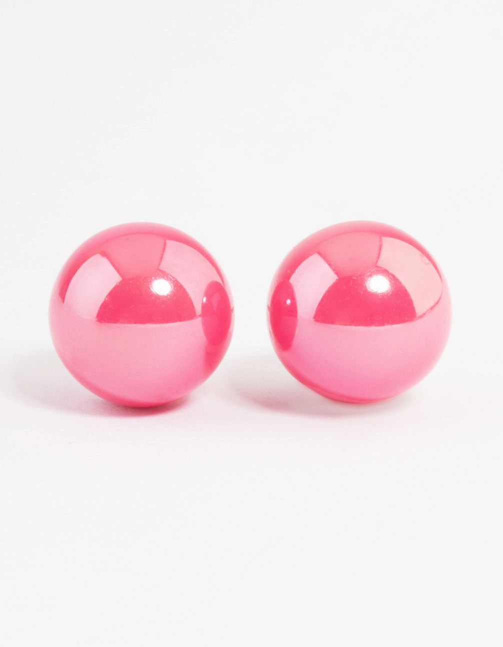 Opulent Glow Perfect Pair Pink Shiny Ball Stud Earrings