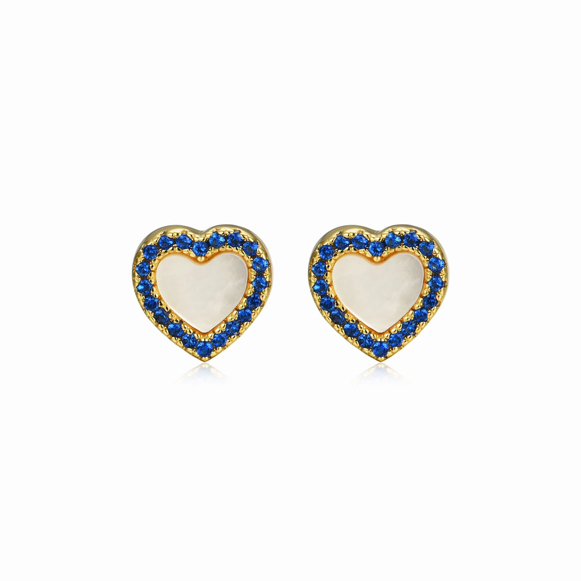 Gold Plated Surgical Steel Pretty and Colorful Heart Stud Earrings Sparkling Touch Balanced Form