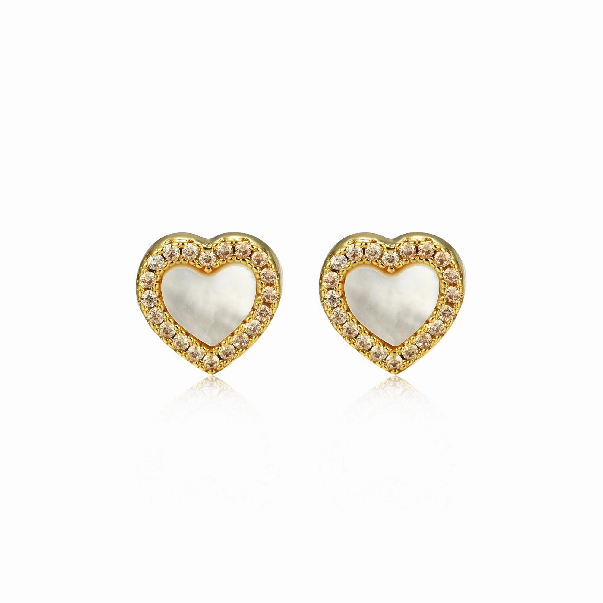 refined design Fashion Spark Gold Plated Surgical Steel Pretty and Colorful Heart Stud Earrings