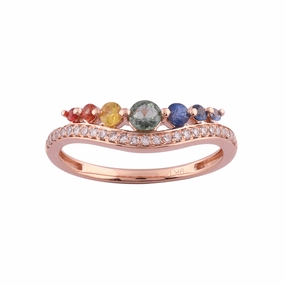 Soft Shadow LADIES RING 0.70CT Round Diamond 14K ROSE GOLD (COLOUR STONE MIX-0.57CT)