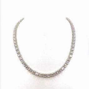 Sterling Silver Square CZ Necklace Daily Fashion